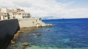 Walking along the coast in Antibes.