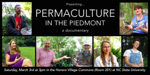 A poster advertising a screening for the documentary Permaculture in the Piedmont