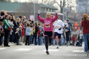 Carly Swanson, NC State Student -1st place winner in the women's race in the 2012 Krispy Kreme Challenge